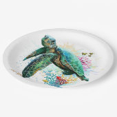 Zee schildpad onderwater waterverf Stijl Papieren Bordje (Gekanteld)