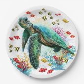 Zee schildpad onderwater waterverf Stijl Papieren Bordje (Voorkant)