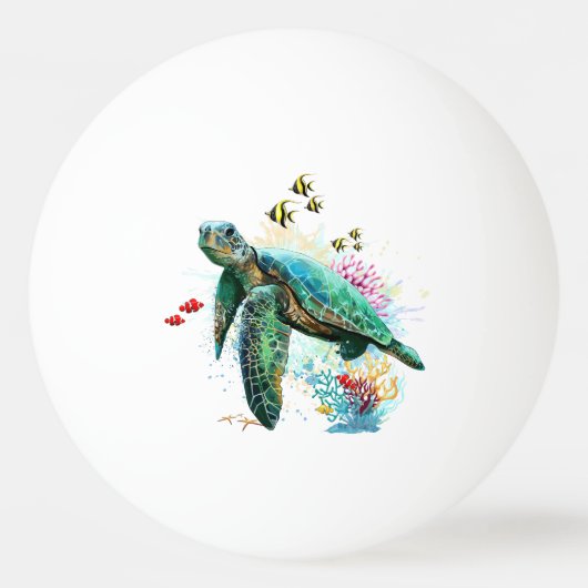 Zee schildpad onderwater waterverf Stijl Pingpongbal (Achterkant)