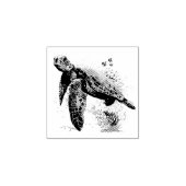 Zee schildpad onderwater waterverf Stijl Rubberstempel (Afrduk)