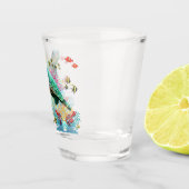 Zee schildpad onderwater waterverf Stijl Shot Glas (Rechts)