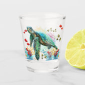 Zee schildpad onderwater waterverf Stijl Shot Glas (Voorkant)