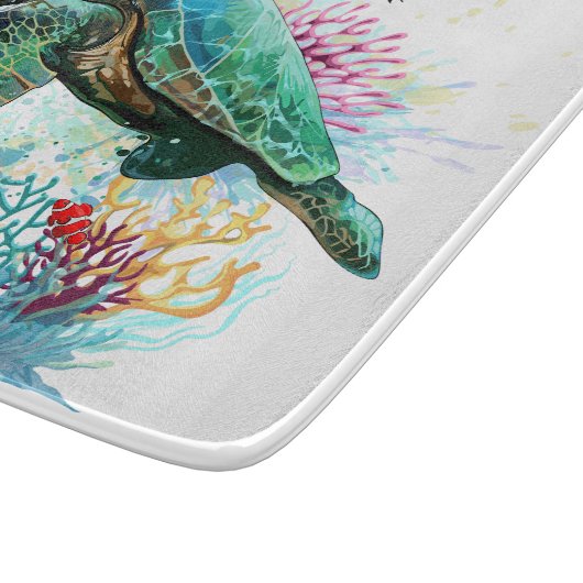 Zee schildpad onderwater waterverf Stijl Snijplank (Hoek)