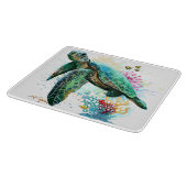 Zee schildpad onderwater waterverf Stijl Snijplank (Hoek)