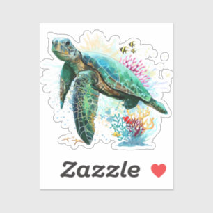 Zee schildpad onderwater waterverf Stijl Sticker