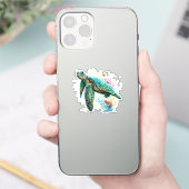 Zee schildpad onderwater waterverf Stijl Sticker (Telefoon)