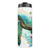 Zee schildpad onderwater waterverf Stijl Thermosbeker (Voorkant)