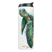 Zee schildpad onderwater waterverf Stijl Thermosbeker (Gedraaid links)
