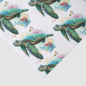 Zee schildpad onderwater waterverf Stijl Tissuepapier (Detail)