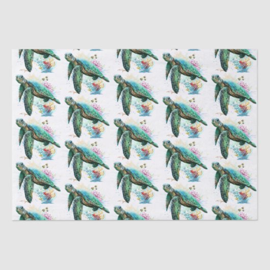 Zee schildpad onderwater waterverf Stijl Tissuepapier (Voorkant)