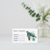 Zee schildpad onderwater waterverf Stijl Visitekaartje (Staand voorkant)