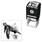 Zee schildpad onderwater waterverf Stijl Zelfinktende Stempel (In situ)