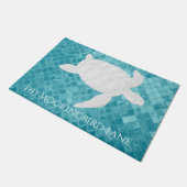 Zee schildpad op Aqua Zee Glass Personaliseren Deurmat (Schuin)