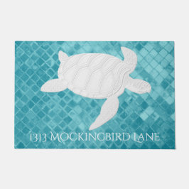 Zee schildpad op Aqua Zee Glass Personaliseren Deurmat