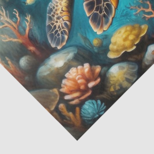 Zee Schildpad op de oceaanbodem - Decoupage Tissuepapier (Detail)