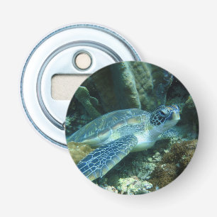 Zee Schildpad op de zeebodem Foto Button Flesopener