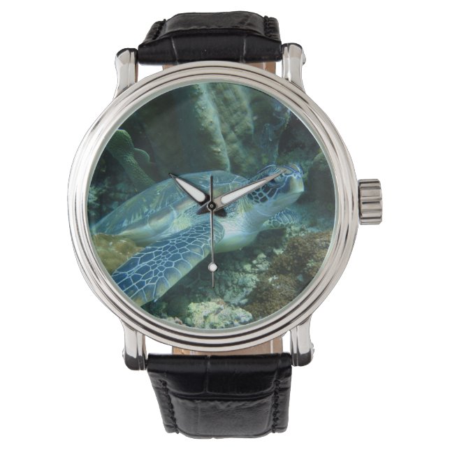 Zee Schildpad op de zeebodem Foto Horloge (Voorkant)