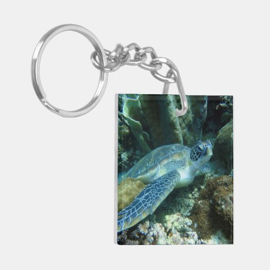 Zee Schildpad op de zeebodem Foto Sleutelhanger (Voorkant Links)