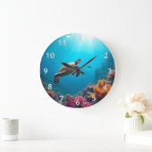 Zee schildpad op een koraalrif grote klok (Huis)