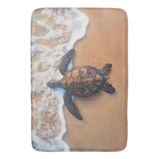 Zee schildpad op het strand badmat (Voorkant Verticaal)