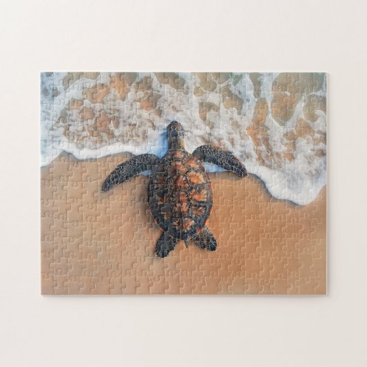 Zee schildpad op het strand legpuzzel (Horizontaal)