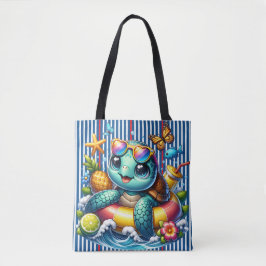 Zee schildpad op het strand tote bag