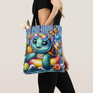 Zee schildpad op het strand tote bag