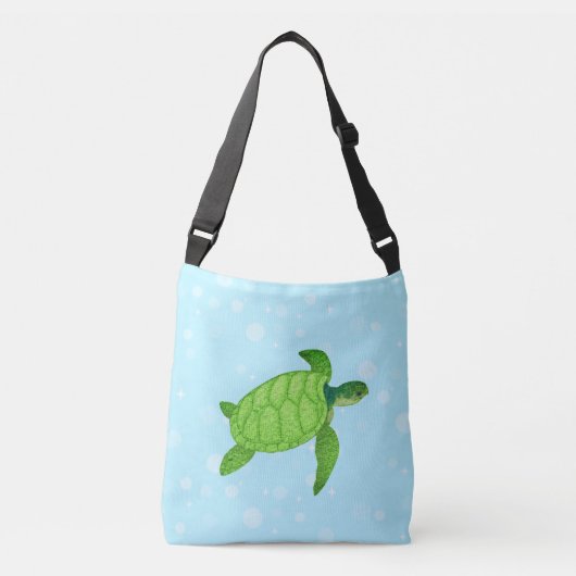 Zee schildpad op lichtblauwe achtergrond crossbody tas (Voorkant)