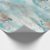 Zee schildpad op oceaanblauwe Waterverf Cadeaupapier (Hoek)