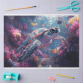 Zee Schildpad Paarse Koraal Reef Decoupage Tissuepapier (Craft)