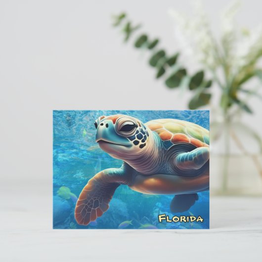 Zee Schildpad Relaxed Vibes & Ocean Love Briefkaart (Staand voorkant)