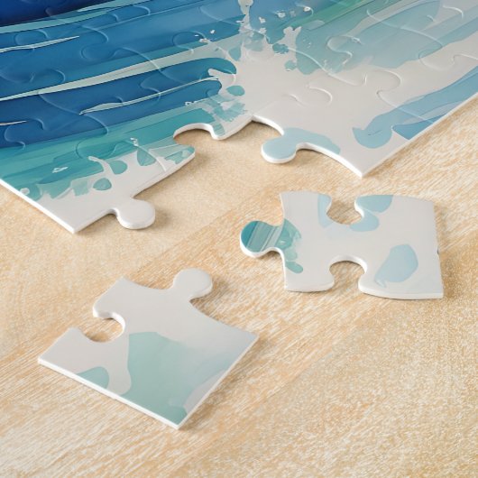 Zee Schildpad Rijden op een Vibrant Wave Waterverf Legpuzzel (Zijkant)