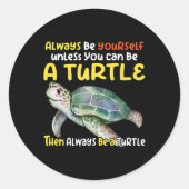 Zee schildpad ronde sticker (Voorkant)