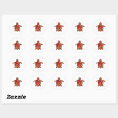 Zee Schildpad rood bloemig Ronde Sticker (Vel)
