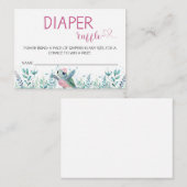 Zee Schildpad Roze Luier Raffle Baby shower Informatiekaartje (Voorkant / Achterkant)