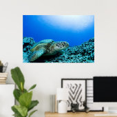 Zee schildpad rust onder water 2 poster (Thuiskantoor)