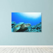 Zee schildpad rust onder water canvas afdruk (Insitu (Houten vloer))