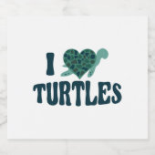 Zee schildpad schildpad hart ik hou sparkling wijnetiket (Enkel label)