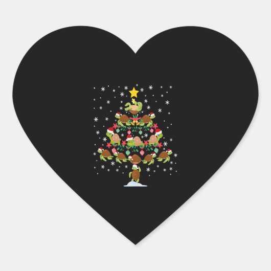Zee schildpad schildpad kerstboom hart sticker (Voorkant)