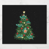 Zee schildpad schildpad kerstboom sparkling wijnetiket (Enkel label)