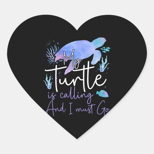 Zee schildpad schildpad Waterverf Mijn Hart Sticker (Voorkant)