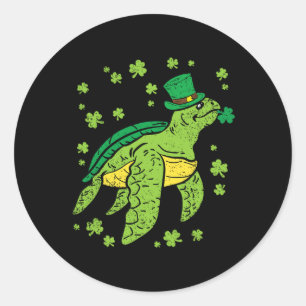 Zee Schildpad Shamrock St Patricks Day Leprechaun Ronde Sticker
