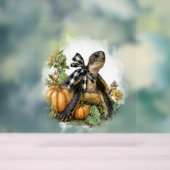 Zee Schildpad Shirt Dieren Herfst Pompoen Acryl Bord (Neutraal)