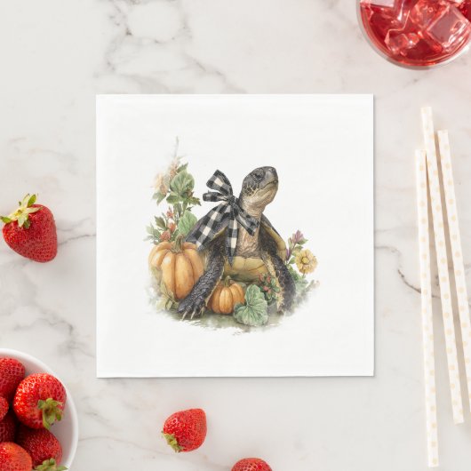 Zee Schildpad Shirt Dieren Herfst Pompoen Servet (Insitu)