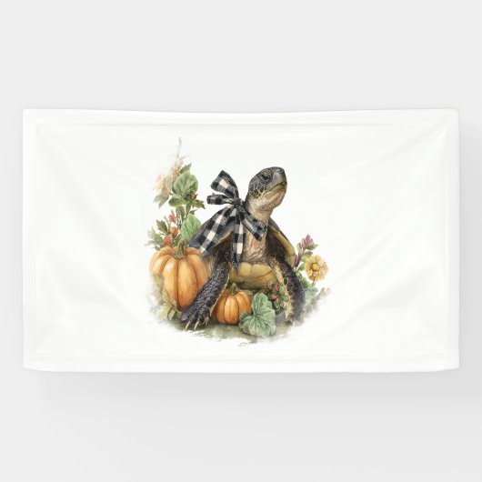 Zee Schildpad Shirt Dieren Herfst Pompoen Spandoek (Horizontaal)