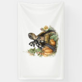 Zee Schildpad Shirt Dieren Herfst Pompoen Spandoek (Verticaal)