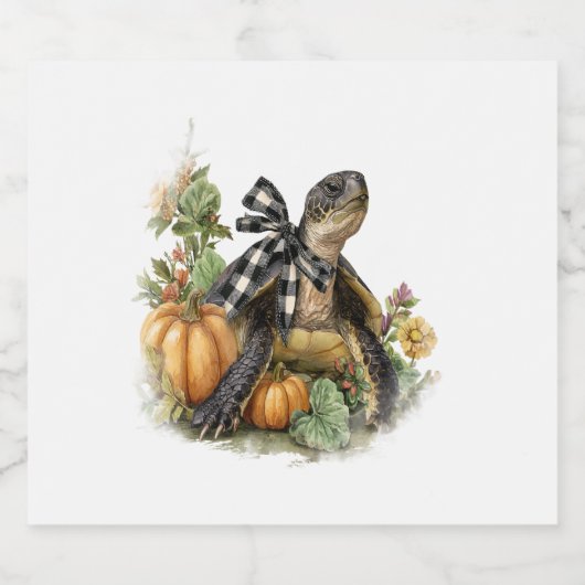 Zee Schildpad Shirt Dieren Herfst Pompoen Sparkling Wijnetiket (Enkel label)