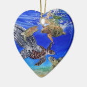 Zee schildpad  sierbloem keramisch ornament (Links)