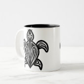 Zee schildpad silhouet tweekleurige koffiemok (Voorkant links)
