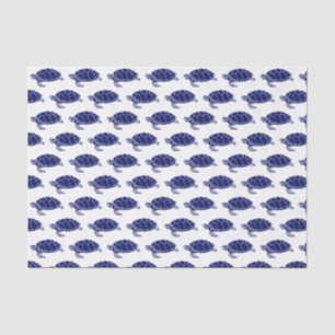  Zee schildpad Silhouette Tekening Blauw Tissuepapier